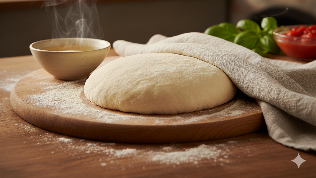 Obraz pokazujący rozmrożenie ciasta na pizzę